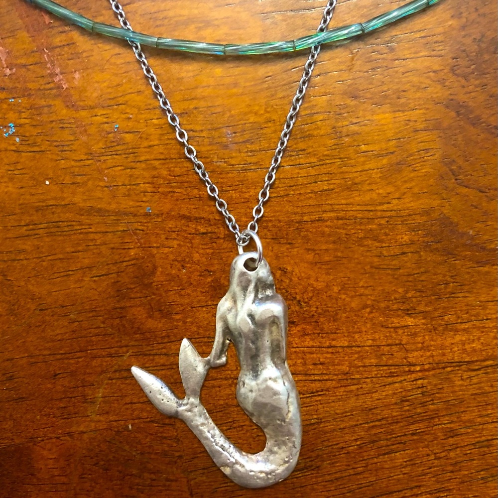 2️⃣/$40 Mermaid Necklace with Teal Bead String